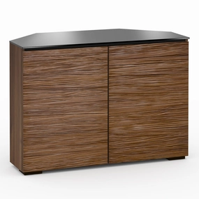 Salamander Designs Chameleon Collection Denver 323 Twin Corner AV Cabinet (Deep Textured Medium Walnut with Black Glass Top)