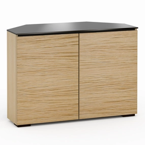 Salamander Designs Chameleon Collection Denver 323 Twin Corner AV Cabinet (Deep Textured Natural Oak with Black Glass Top) hi-fi digital to analog converter,hi-fi lossless streamer,hi-fi Roon-ready device