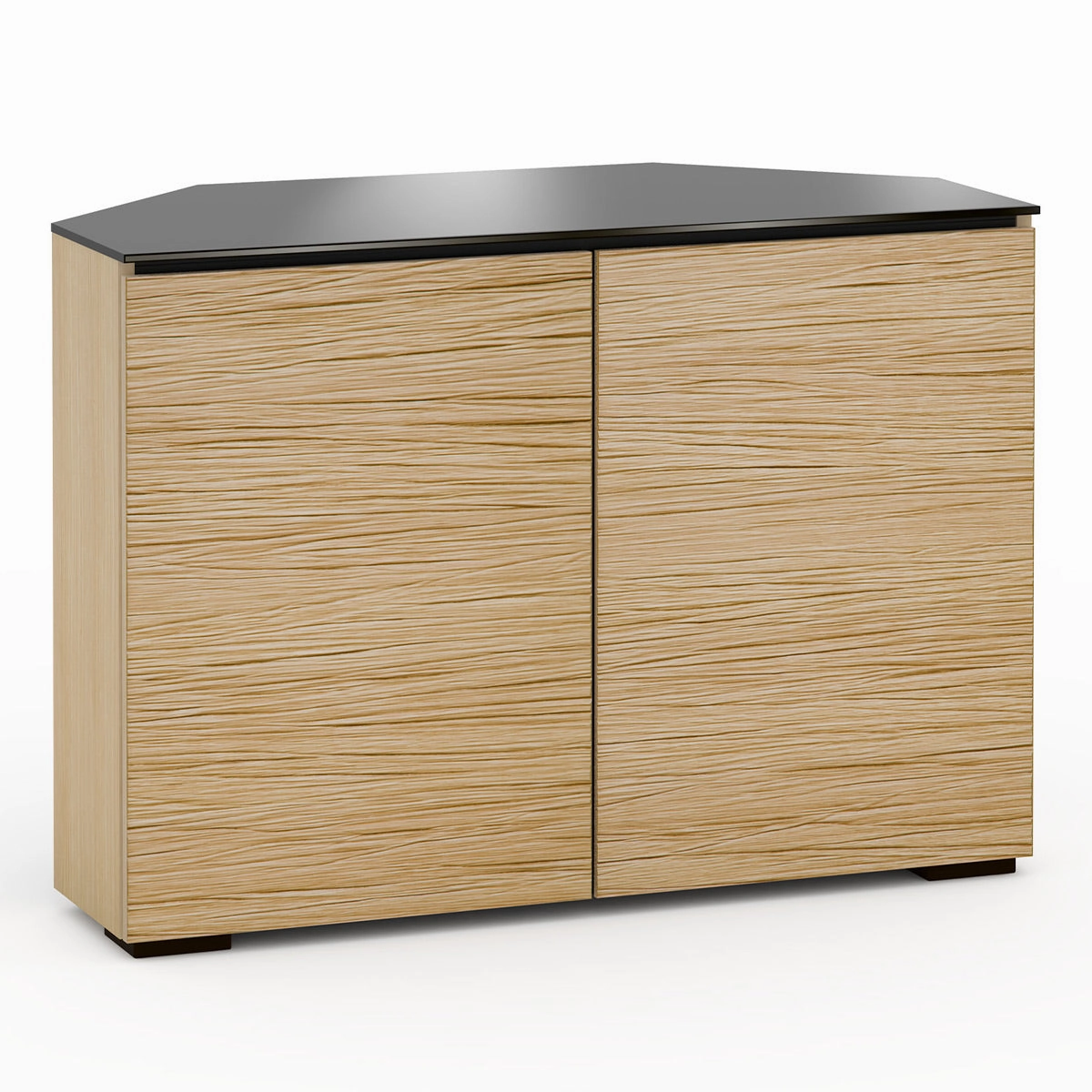 Salamander Designs Chameleon Collection Denver 323 Twin Corner AV Cabinet (Deep Textured Natural Oak with Black Glass Top) hi-fi digital to analog converter,hi-fi lossless streamer,hi-fi Roon-ready device