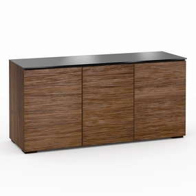 Salamander Designs Chameleon Collection Denver 337 Triple AV Cabinet (Deep Textured Medium Walnut with Black Glass Top)