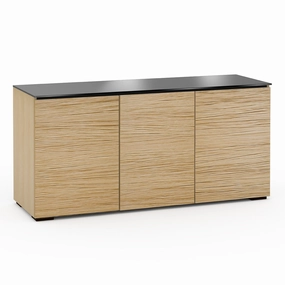 Salamander Designs Chameleon Collection Denver 337 Triple AV Cabinet (Deep Textured Natural Oak with Black Glass Top)