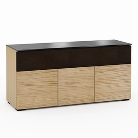 Salamander Designs Chameleon Collection Denver 339 Triple Speaker Integrated Cabinet (Deep Textured Natural Oak with Black Glass Top)