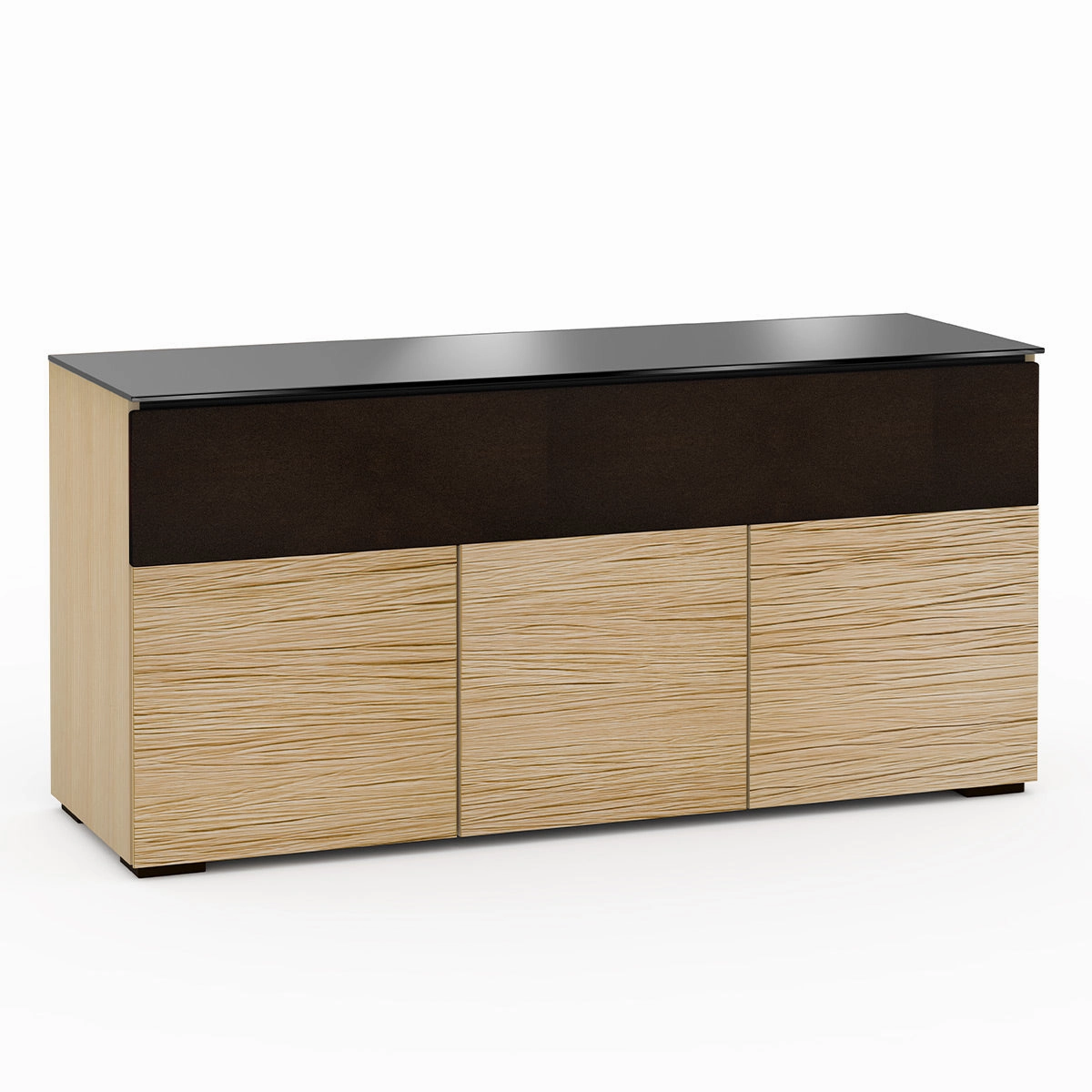 Salamander Designs Chameleon Collection Denver 339 Triple Speaker Integrated Cabinet (Deep Textured Natural Oak with Black Glass Top)