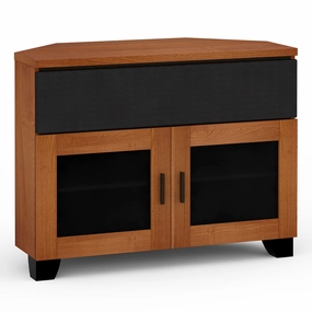 Salamander Designs Chameleon Collection Elba 329 Twin Speaker Integrated Corner Cabinet (Wide Framed American Cherry Doors with Smoked Glass Inserts)