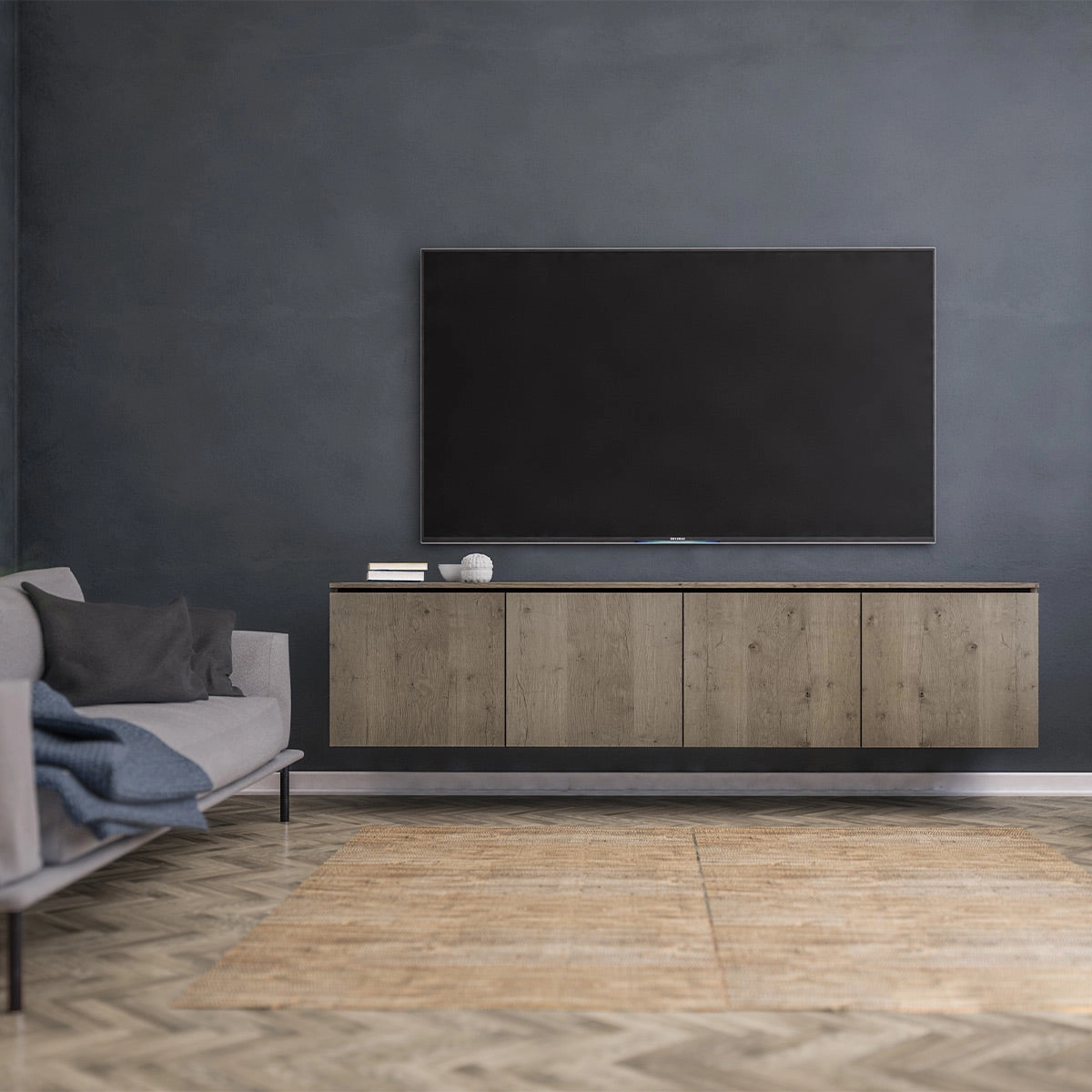 Salamander Designs Chameleon Collection Lancaster 247 Quad AV Cabinet (Rough-Sawn Barnboard Oak)