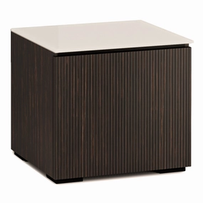 Salamander Designs Chameleon Collection Manhattan 217 Twin AV Cabinet (Maro Ebony Doors and Matte Taupe Glass Top)