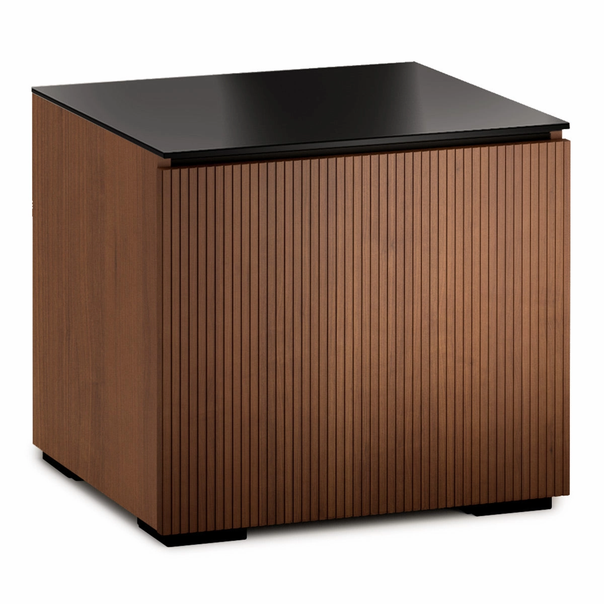 Salamander Designs Chameleon Collection Manhattan 217 Twin AV Cabinet (Medium Walnut Doors and Black Glass Top)