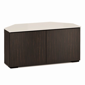 Salamander Designs Chameleon Collection Manhattan 221 Corner AV Cabinet (Maro Ebony Doors and Sides, Matte Taupe Glass Top)