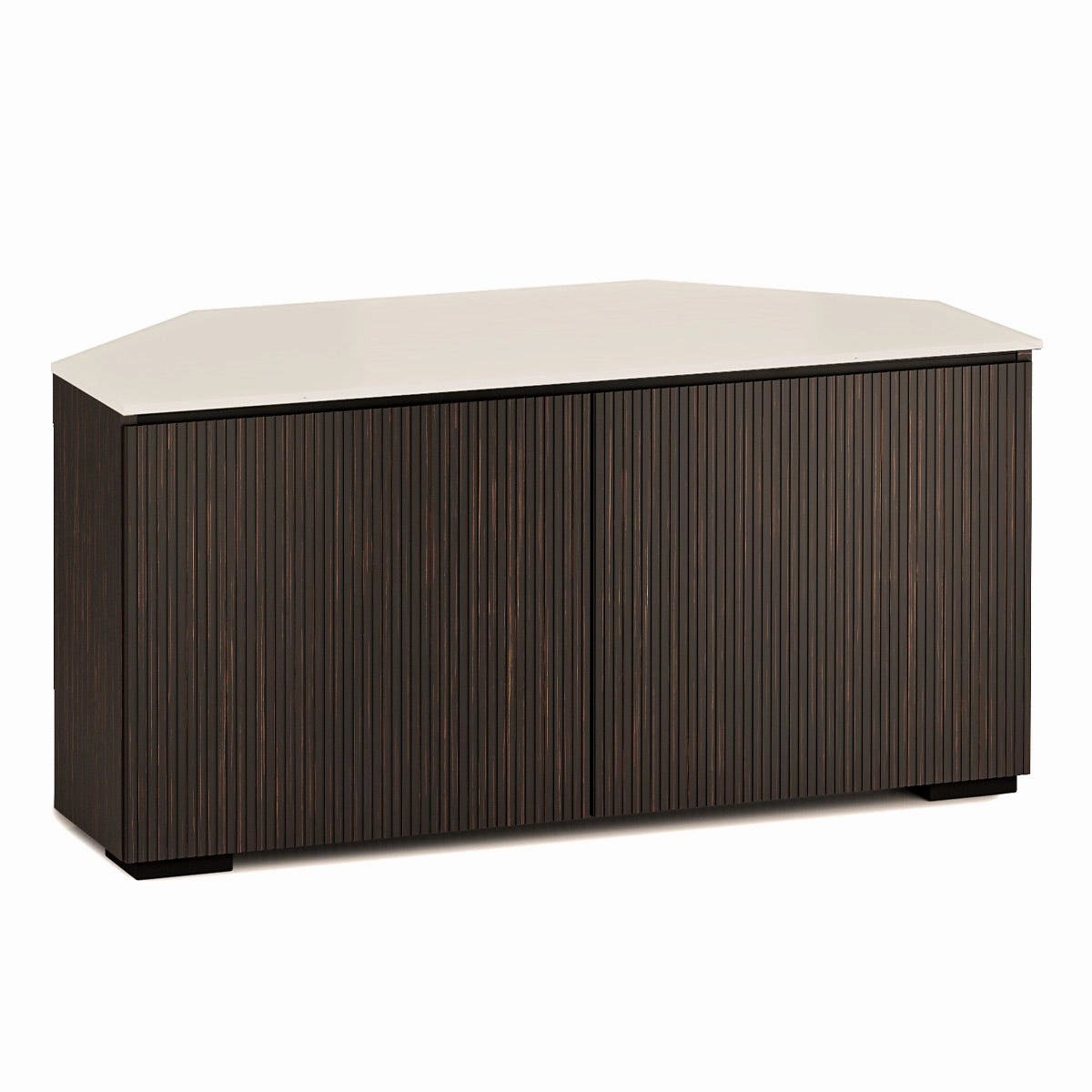 Salamander Designs Chameleon Collection Manhattan 221 Corner AV Cabinet (Maro Ebony Doors and Sides, Matte Taupe Glass Top)