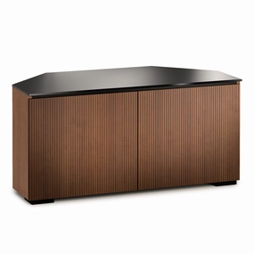 Salamander Designs Chameleon Collection Manhattan 221 Corner AV Cabinet (Medium Walnut Doors and Sides, Black Glass Top)