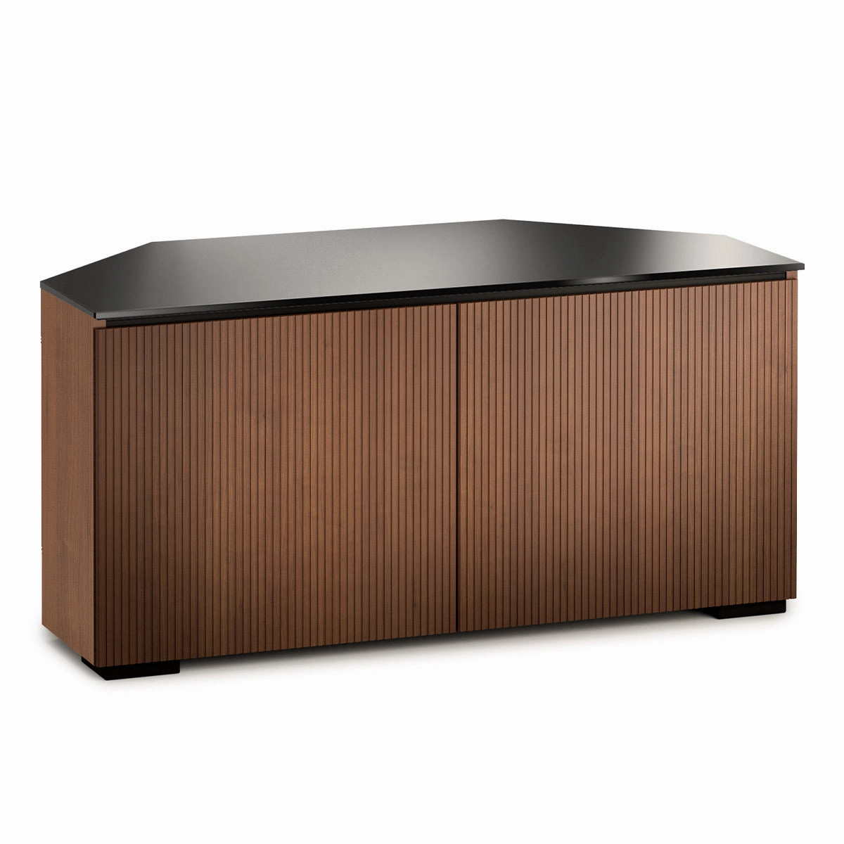 Salamander Designs Chameleon Collection Manhattan 221 Corner AV Cabinet (Medium Walnut Doors and Sides, Black Glass Top) hi-fi vibration control,hi-fi grounded cable,hi-fi stereo input selector