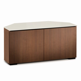 Salamander Designs Chameleon Collection Manhattan 221 Corner AV Cabinet (Medium Walnut Doors and Sides, Matte Taupe Glass Top) hi-fi vibration control,hi-fi grounded cable,hi-fi stereo input selector