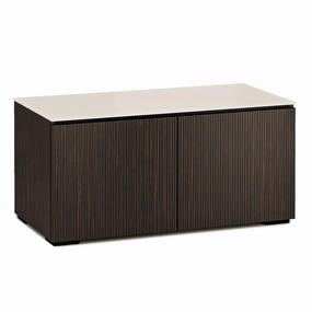 Salamander Designs Chameleon Collection Manhattan 221 Twin AV Cabinet (Maro Ebony Doors and Sides, Matte Taupe Glass Top)