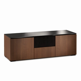 Salamander Designs Chameleon Collection Manhattan 236 Triple Speaker Integrated AV Cabinet (Medium Walnut Doors and Sides, Black Glass Top)