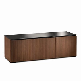 Salamander Designs Chameleon Collection Manhattan 237 Triple AV Cabinet (Medium Walnut Doors and Sides, Black Glass Top)
