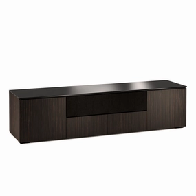 Salamander Designs Chameleon Collection Manhattan 245 Quad Speaker Integrated AV Cabinet (Maro Ebony Doors and Sides, Black Glass Top)