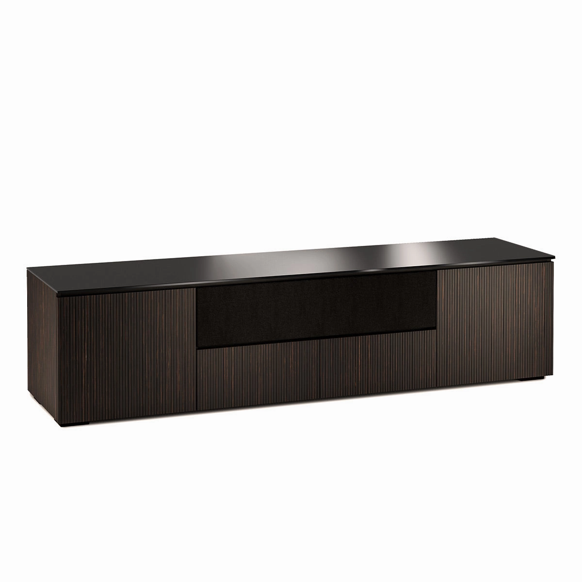 Salamander Designs Chameleon Collection Manhattan 245 Quad Speaker Integrated AV Cabinet (Maro Ebony Doors and Sides, Black Glass Top)