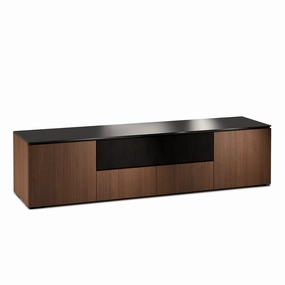 Salamander Designs Chameleon Collection Manhattan 245 Quad Speaker Integrated AV Cabinet (Medium Walnut Doors and Sides, Black Glass Top)