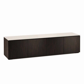 Salamander Designs Chameleon Collection Manhattan 247 Quad AV Cabinet (Maro Ebony Doors and Sides, Matte Taupe Glass Top)