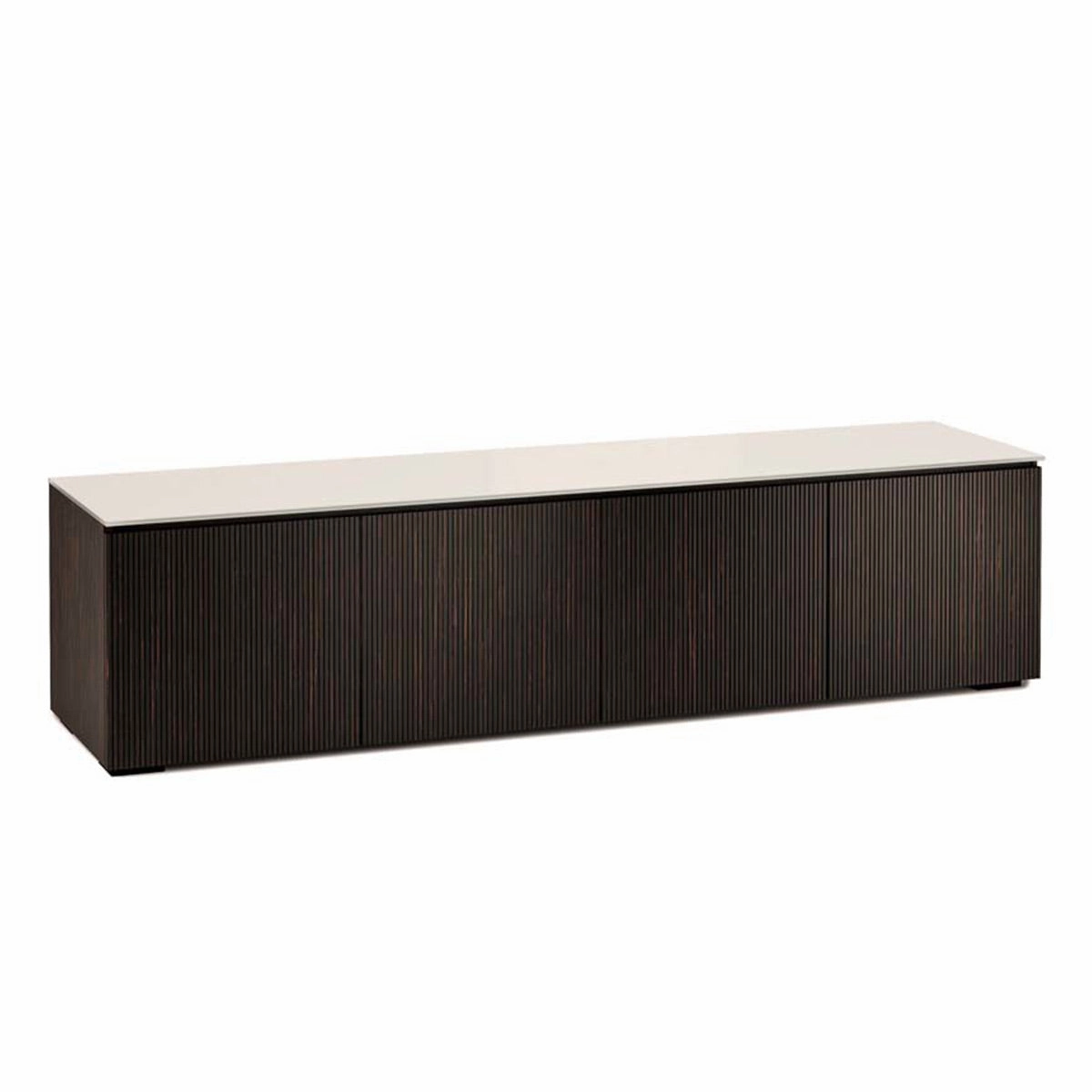 Salamander Designs Chameleon Collection Manhattan 247 Quad AV Cabinet (Maro Ebony Doors and Sides, Matte Taupe Glass Top)
