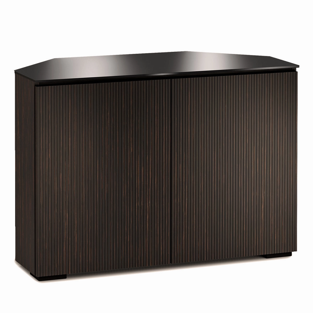 Salamander Designs Chameleon Collection Manhattan 323 Corner AV Cabinet (Maro Ebony Doors and Sides, Black Glass Top)
