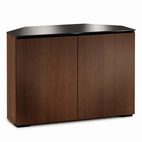 Salamander Designs Chameleon Collection Manhattan 323 Corner- Medium Walnut Doors and Sides, Black Glass Top)