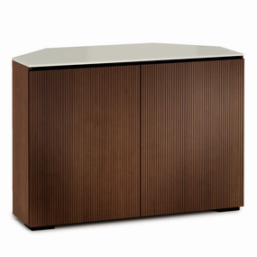 Salamander Designs Chameleon Collection Manhattan 323 Corner- Medium Walnut Doors and Sides, Matte Taupe Glass Top) hi-fi vibration control,hi-fi grounded cable,hi-fi stereo input selector