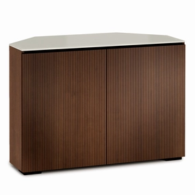 Salamander Designs Chameleon Collection Manhattan 323 Corner- Medium Walnut Doors and Sides, Matte Taupe Glass Top)
