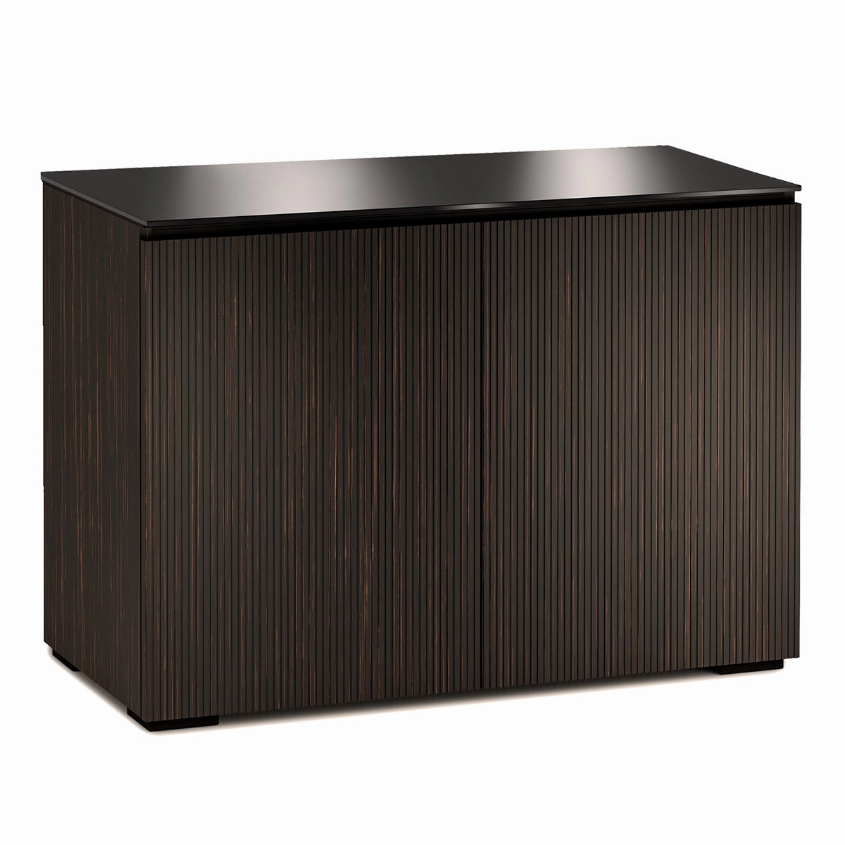 Salamander Designs Chameleon Collection Manhattan 323 Twin AV Cabinet (Maro Ebony Doors and Sides, Black Glass Top)