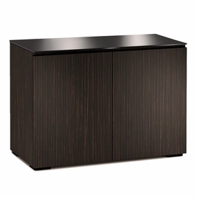 Salamander Designs Chameleon Collection Manhattan 323 Twin AV Cabinet (Maro Ebony Doors and Sides, Black Glass Top)