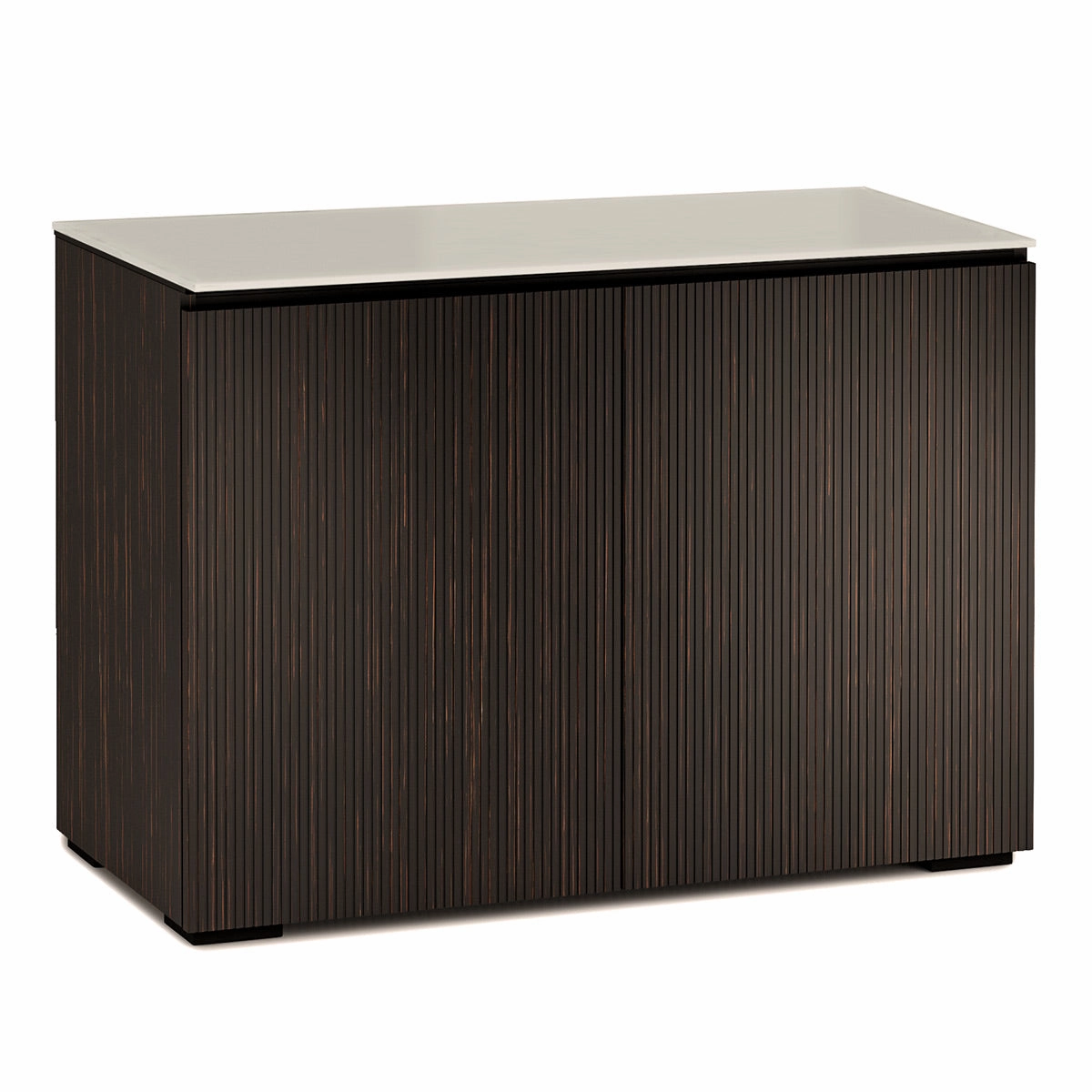 Salamander Designs Chameleon Collection Manhattan 323 Twin AV Cabinet (Maro Ebony Doors and Sides, Matte Taupe Glass Top)