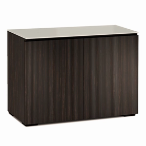Salamander Designs Chameleon Collection Manhattan 323 Twin AV Cabinet (Maro Ebony Doors and Sides, Matte Taupe Glass Top)