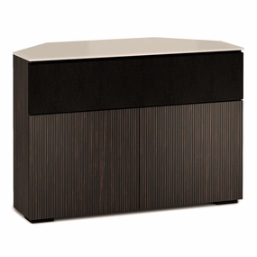 Salamander Designs Chameleon Collection Manhattan 329 Corner Speaker Integrated Twin AV Cabinet (Maro Ebony Doors and Sides, Matte Taupe Glass Top)