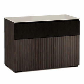 Salamander Designs Chameleon Collection Manhattan 329 Speaker Integrated Twin AV Cabinet (Maro Ebony Doors and Sides, Matte Taupe Glass Top)