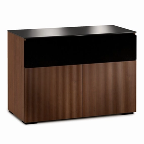 Salamander Designs Chameleon Collection Manhattan 329 Speaker Integrated Twin AV Cabinet (Medium Walnut Doors and Sides, Black Glass Top)