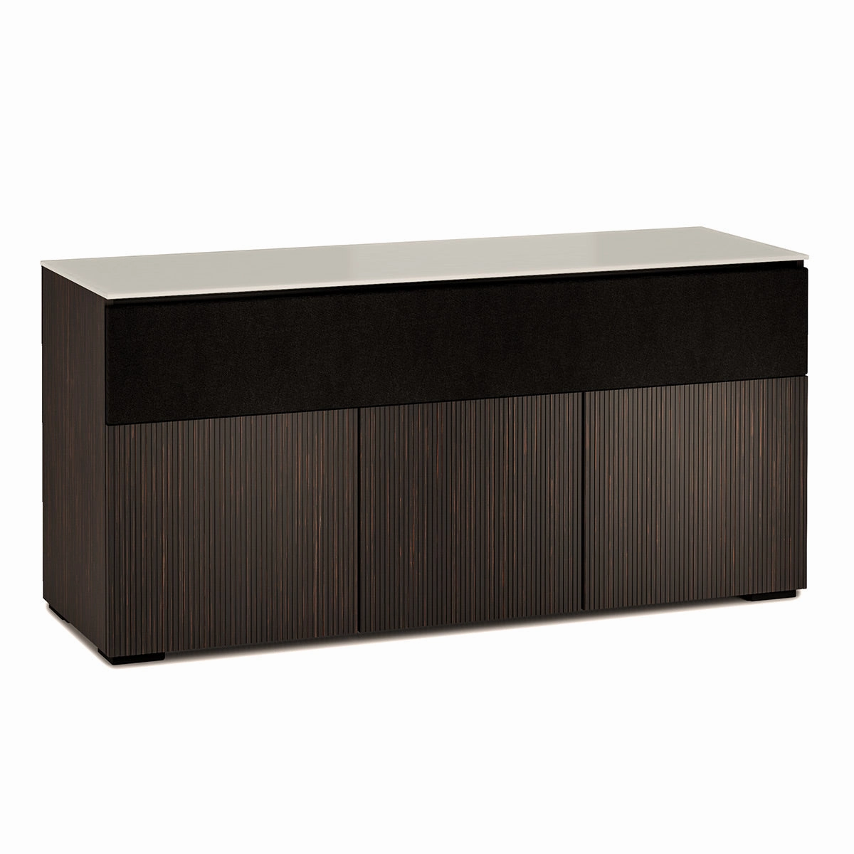 Salamander Designs Chameleon Collection Manhattan 339 Triple Speaker Integrated AV Cabinet (Maro Ebony Doors and Sides, Matte Taupe Glass Top)