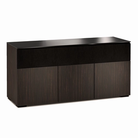 Salamander Designs Chameleon Collection Manhattan 339 Triple Speaker Integrated AV Cabinet (Medium Walnut Doors and Sides, Black Glass Top)