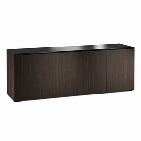 Salamander Designs Chameleon Collection Manhattan 347 Quad AV Cabinet (Maro Ebony Doors and Sides, Black Glass Top)