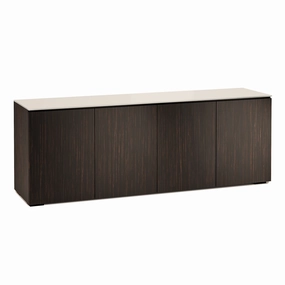 Salamander Designs Chameleon Collection Manhattan 347 Quad AV Cabinet (Maro Ebony Doors and Sides, Matte Taupe Glass Top)