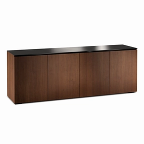 Salamander Designs Chameleon Collection Manhattan 347 Quad AV Cabinet (Medium Walnut Doors and Sides, Black Glass Top)