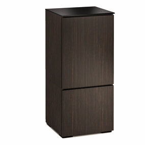 Salamander Designs Chameleon Collection Manhattan 617 AV Cabinet (Maro Ebony Doors and Sides, Black Glass Top)