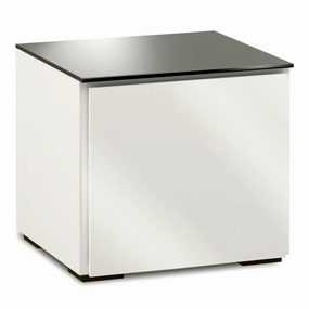 Salamander Designs Chameleon Collection Miami 217 SE Subwoofer Enclosure AV Cabinet (High Gloss White with Black Glass Top)