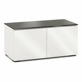 Salamander Designs Chameleon Collection Miami 221 Twin AV Cabinet (High Gloss White with Black Glass Top)