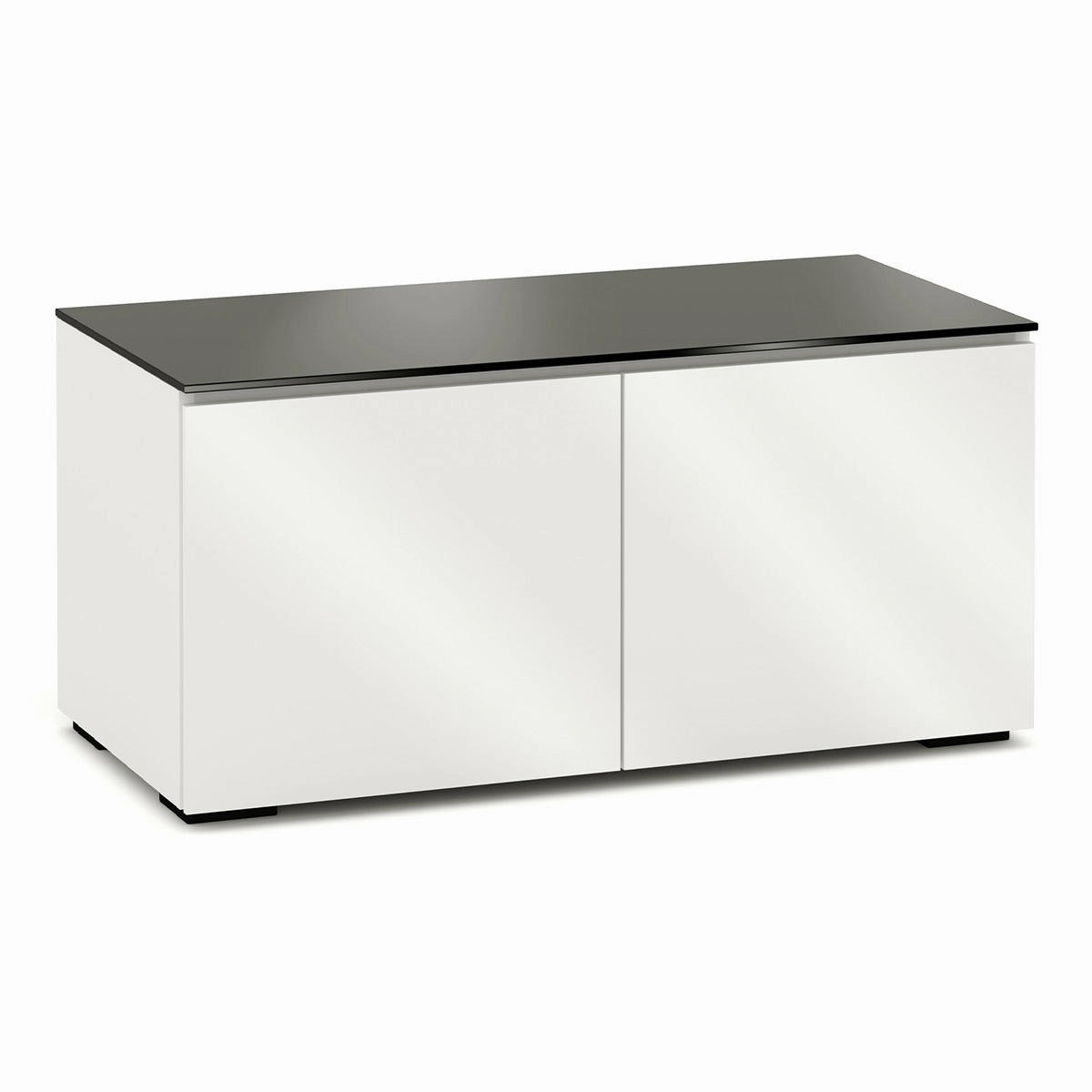 Salamander Designs Chameleon Collection Miami 221 Twin AV Cabinet (High Gloss White with Black Glass Top) hi-fi digital to analog converter,hi-fi lossless streamer,hi-fi Roon-ready device