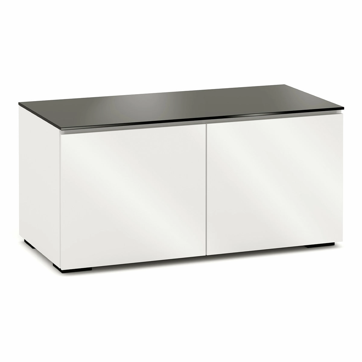 Salamander Designs Chameleon Collection Miami 221 Twin AV Cabinet (High Gloss White with Black Glass Top)