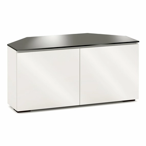 Salamander Designs Chameleon Collection Miami 221 Twin Corner AV Cabinet (High Gloss White with Black Glass Top)