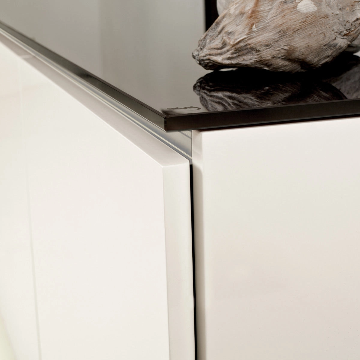 Salamander Designs Chameleon Collection Miami 236 Triple Speaker Integrated Cabinet (High Gloss White with Black Glass Top)