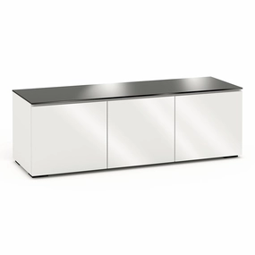 Salamander Designs Chameleon Collection Miami 237 Triple AV Cabinet (High Gloss White with Black Glass Top)