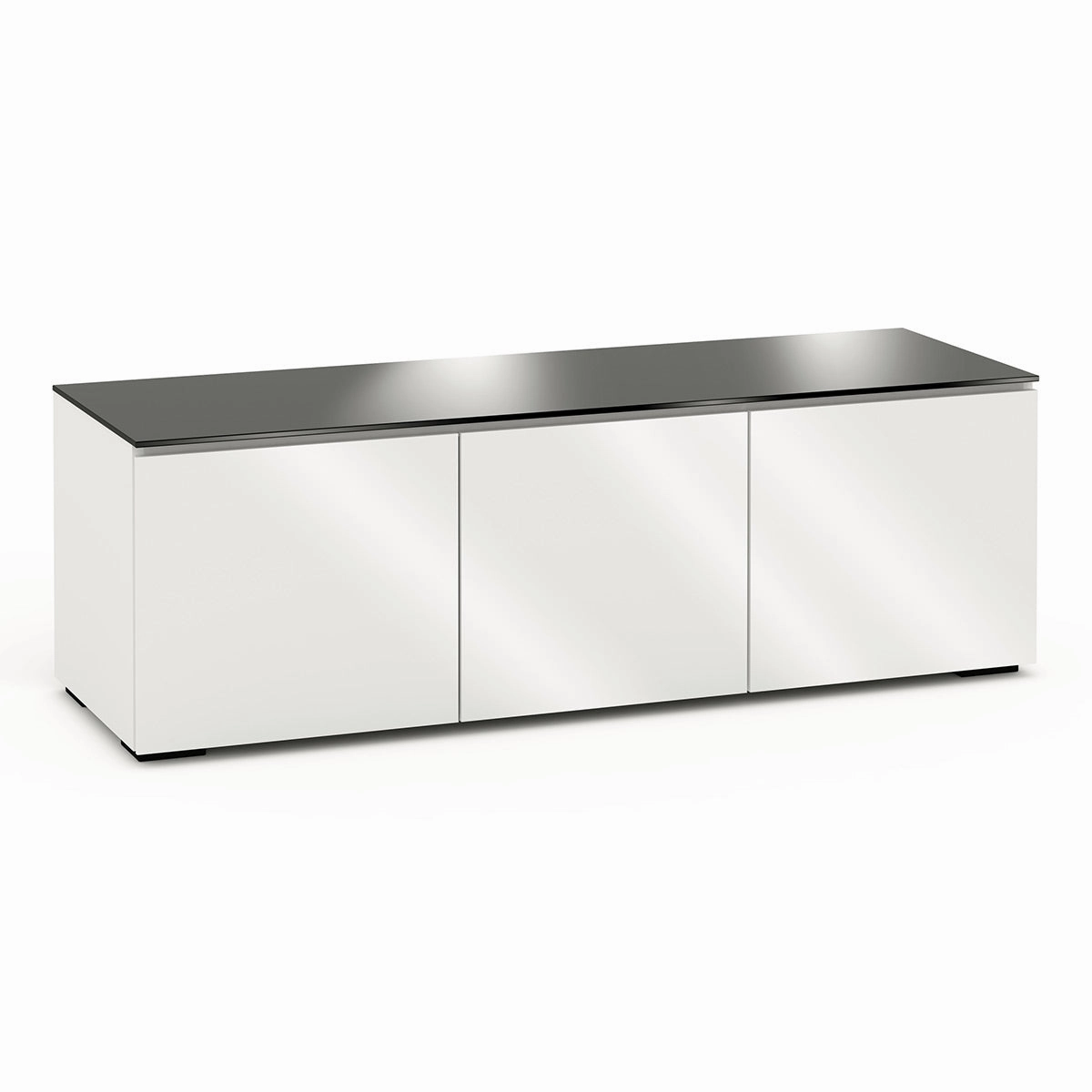 Salamander Designs Chameleon Collection Miami 237 Triple AV Cabinet (High Gloss White with Black Glass Top)