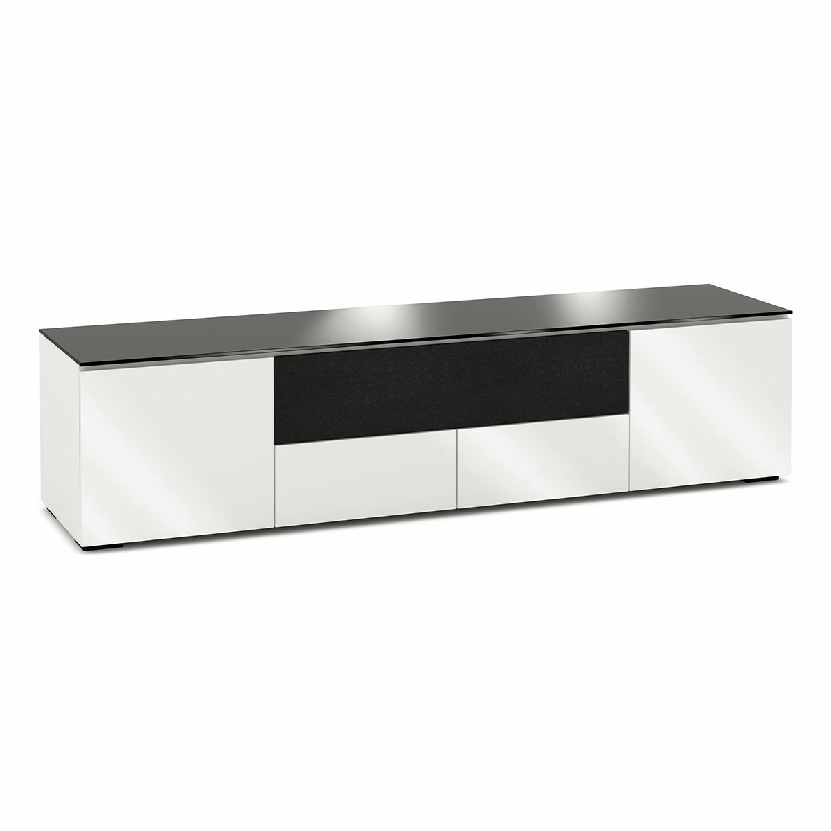 Salamander Designs Chameleon Collection Miami 245 Quad Speaker Integrated Cabinet (High Gloss White with Black Glass Top)